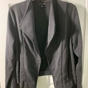 Banana Republic Charcoal Herringbone Open-Front Blazer